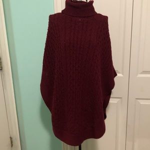Knitted maroon poncho NWT